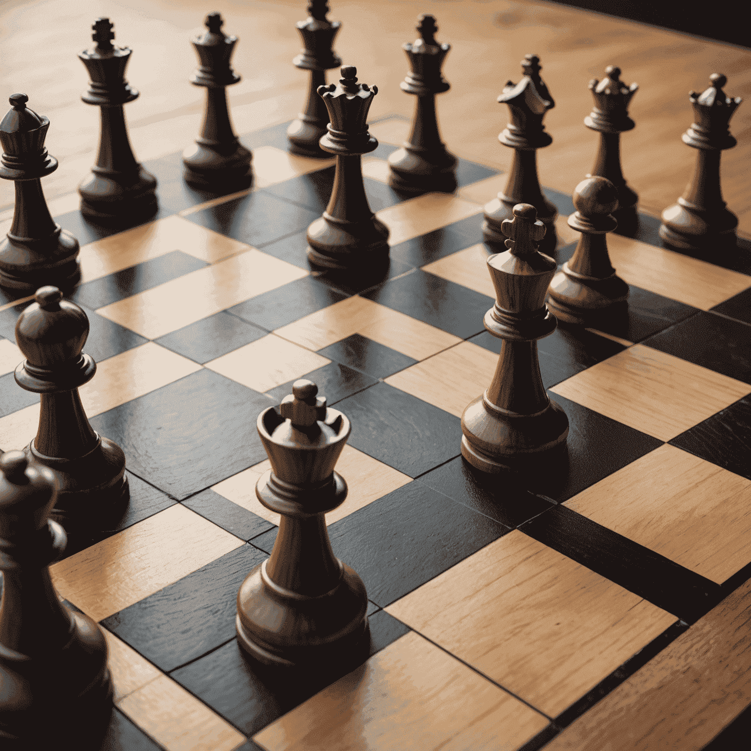 Chessboard with chess pieces representing strategic business planning